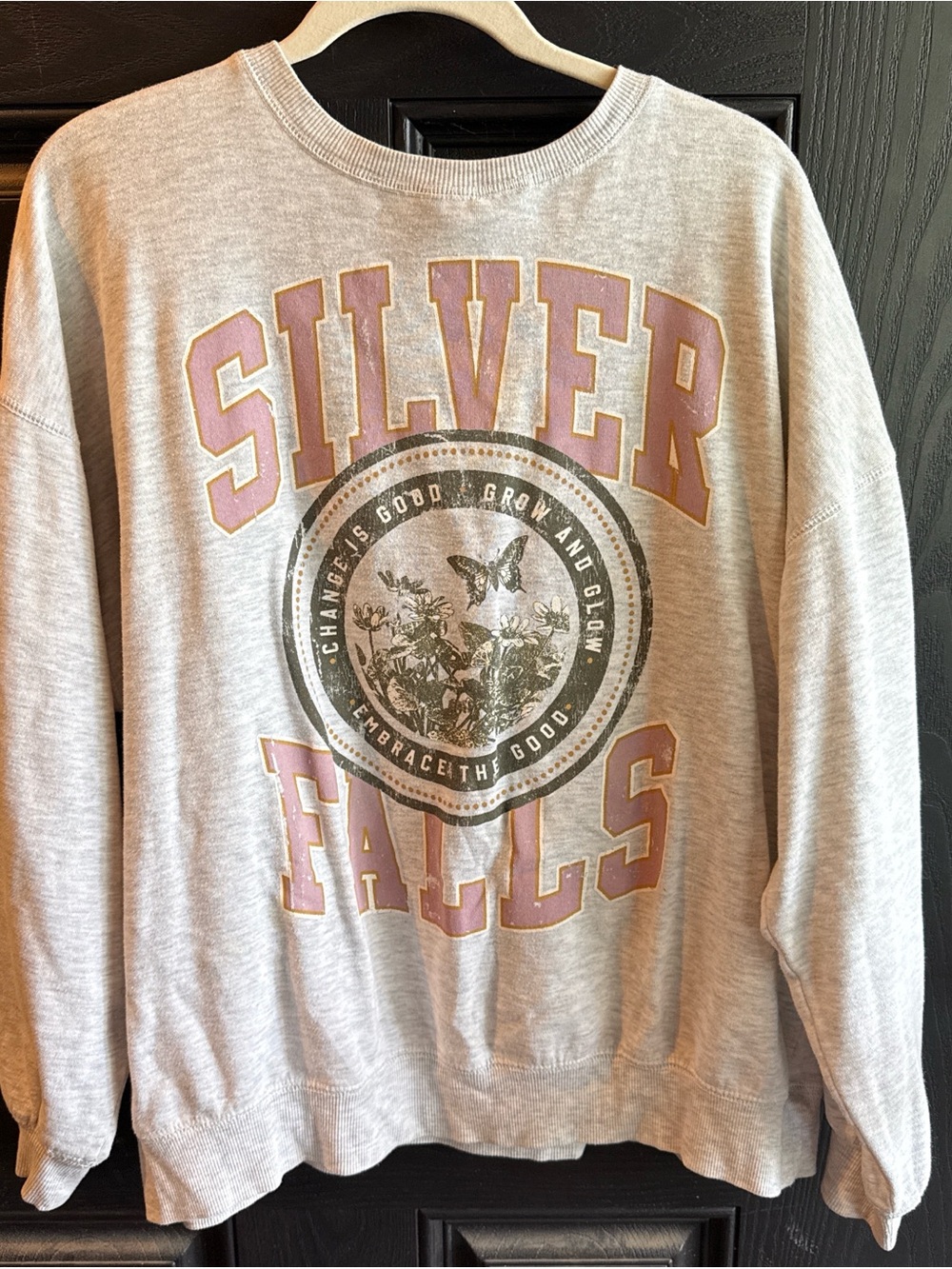 Arizona Jean Company Light Heather Gray & Pink 'Silver Falls' Graphic Sweatshirt